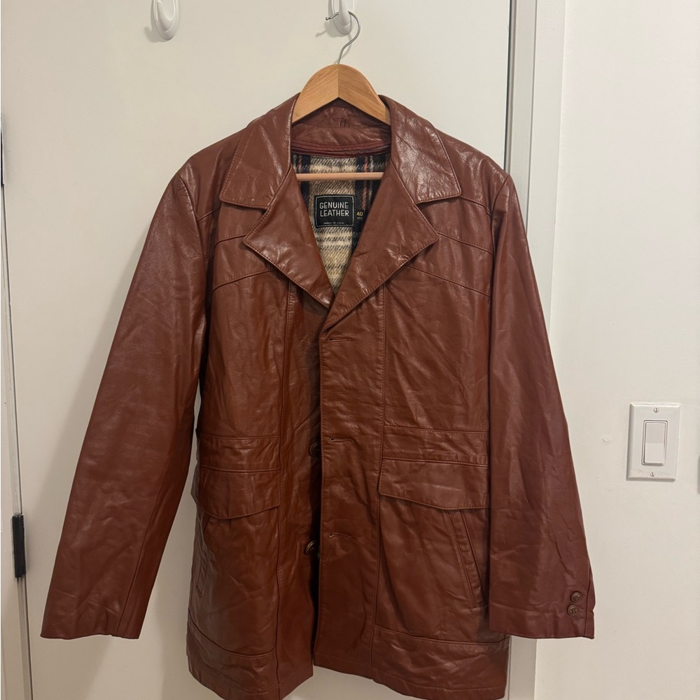 Vintage 100% Genuine Brown Unisex Leather Jacket